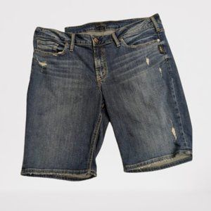 Silver Jeans Shorts Women's Size 18 Denim Blue Mid Rise Denim Blue Jean Shorts
